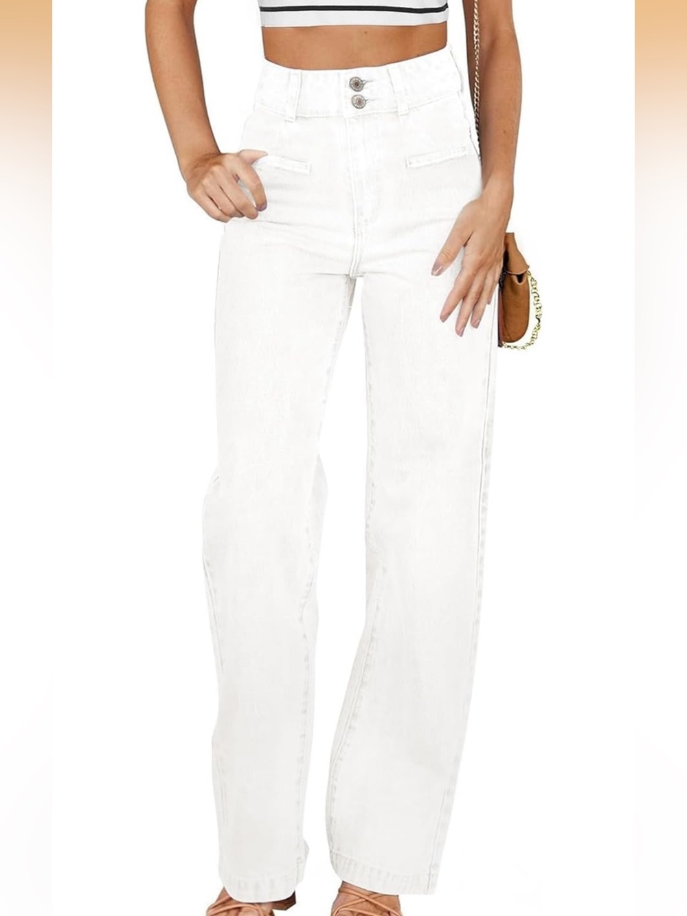 High-Rise White Wide-Leg Jeans for Women never worn